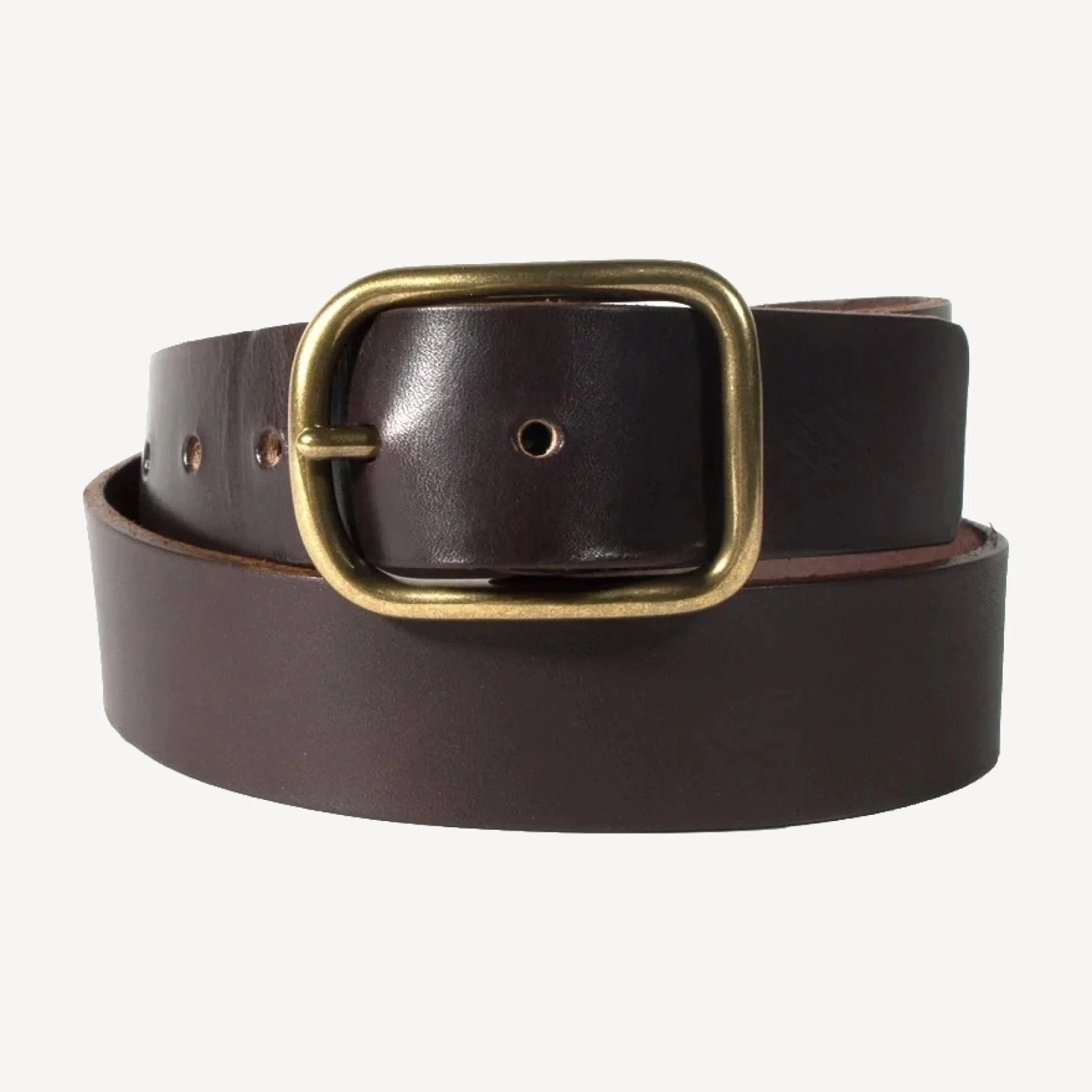 Chocolate Brass Buckle Belt - 1.5