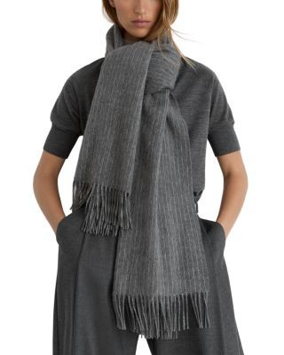 Reiss Picton Wool & Cashmere Chalk Stripe Scarf