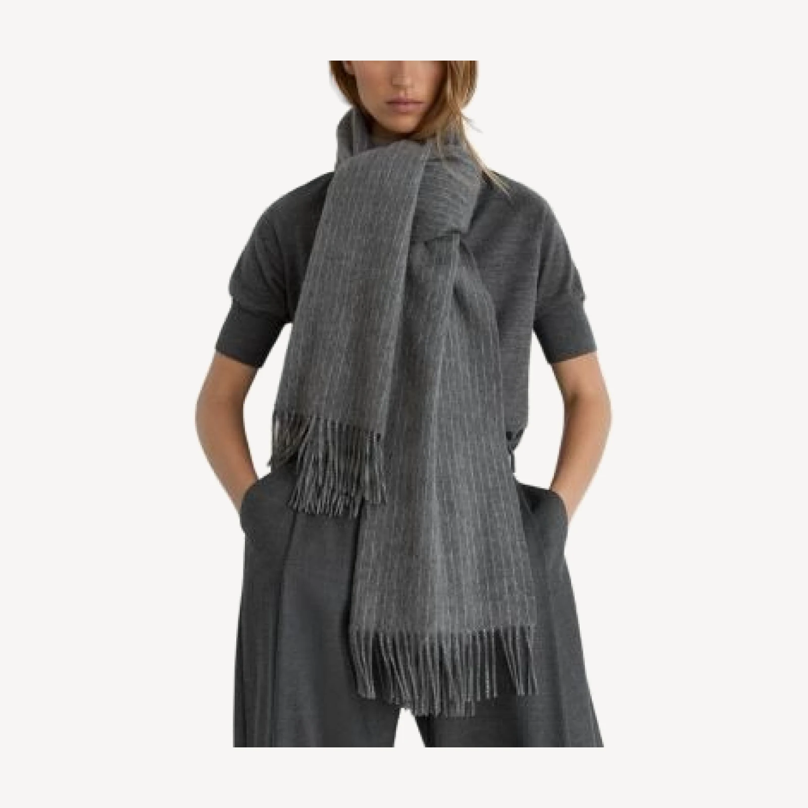 Reiss Picton Wool & Cashmere Chalk Stripe Scarf