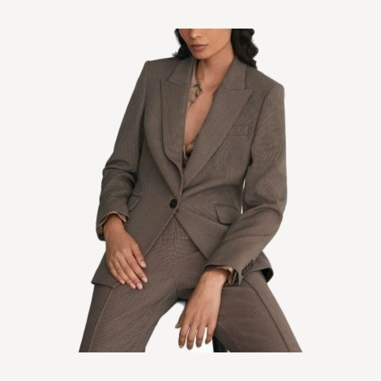 Reiss Petite Gabi Puppytooth Check One Button Blazer