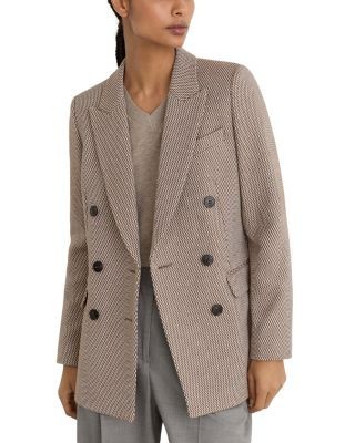 Reiss Petite Aubrey Textured Double Breasted Blazer