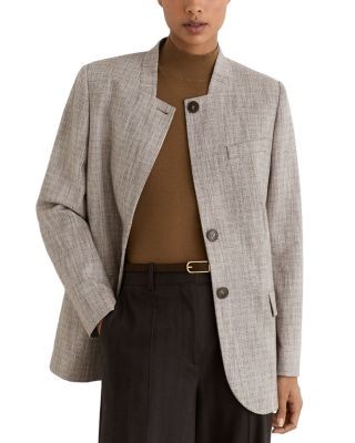 Reiss Gia Collarless Check Jacket