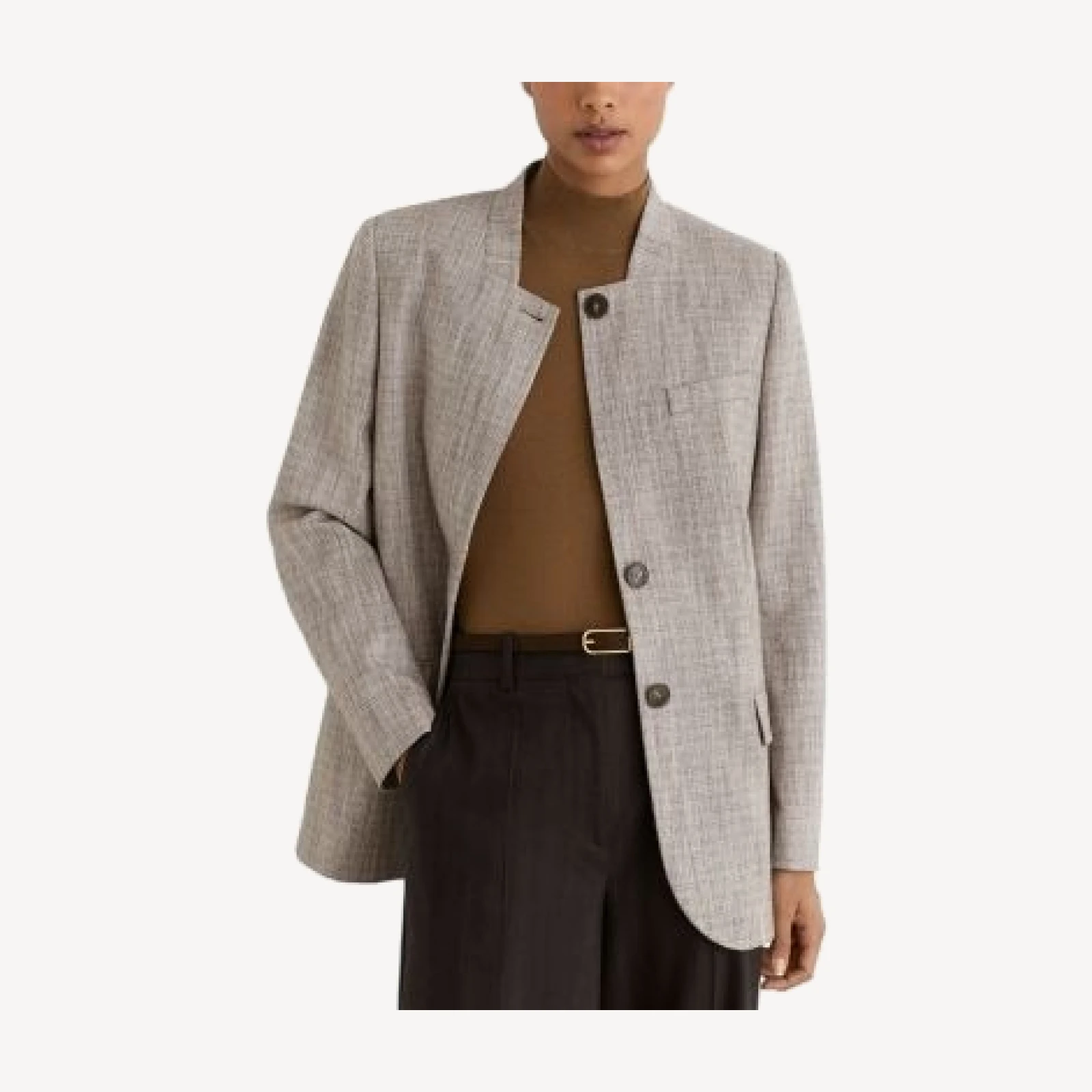 Reiss Gia Collarless Check Jacket
