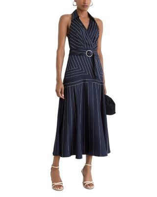 Reiss Casey Striped Satin Racerback Dress