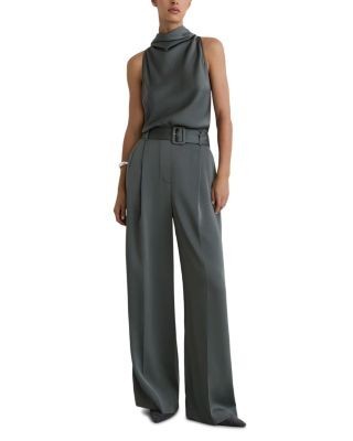 Reiss Erica Matte Satin Belted Jumpsuit