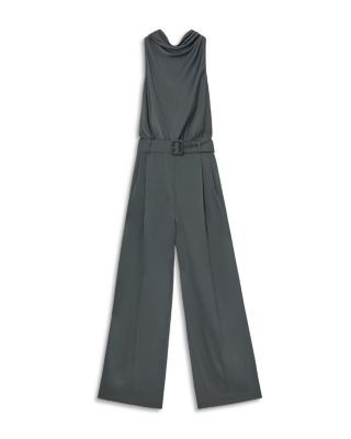 Reiss Erica Matte Satin Belted Jumpsuit