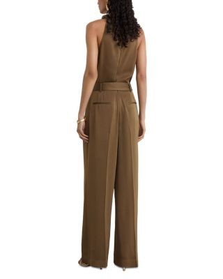 Reiss Erica Belted Satin Jumpsuit