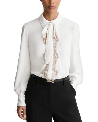 Reiss Estelle Lace Trim Crepe Shirt