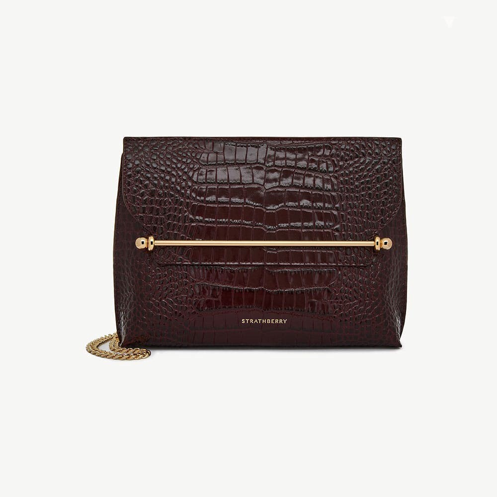 Stylist - Croc-Embossed Leather Burgundy