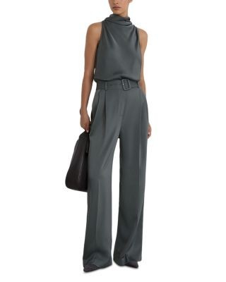 Reiss Petite Erica Matte Satin Belted Jumpsuit