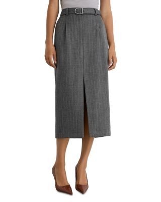 Reiss Astrid Wool Belted Pencil Skirt