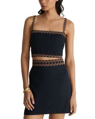 Reiss Mila Linen Wave Trim Mini Skirt