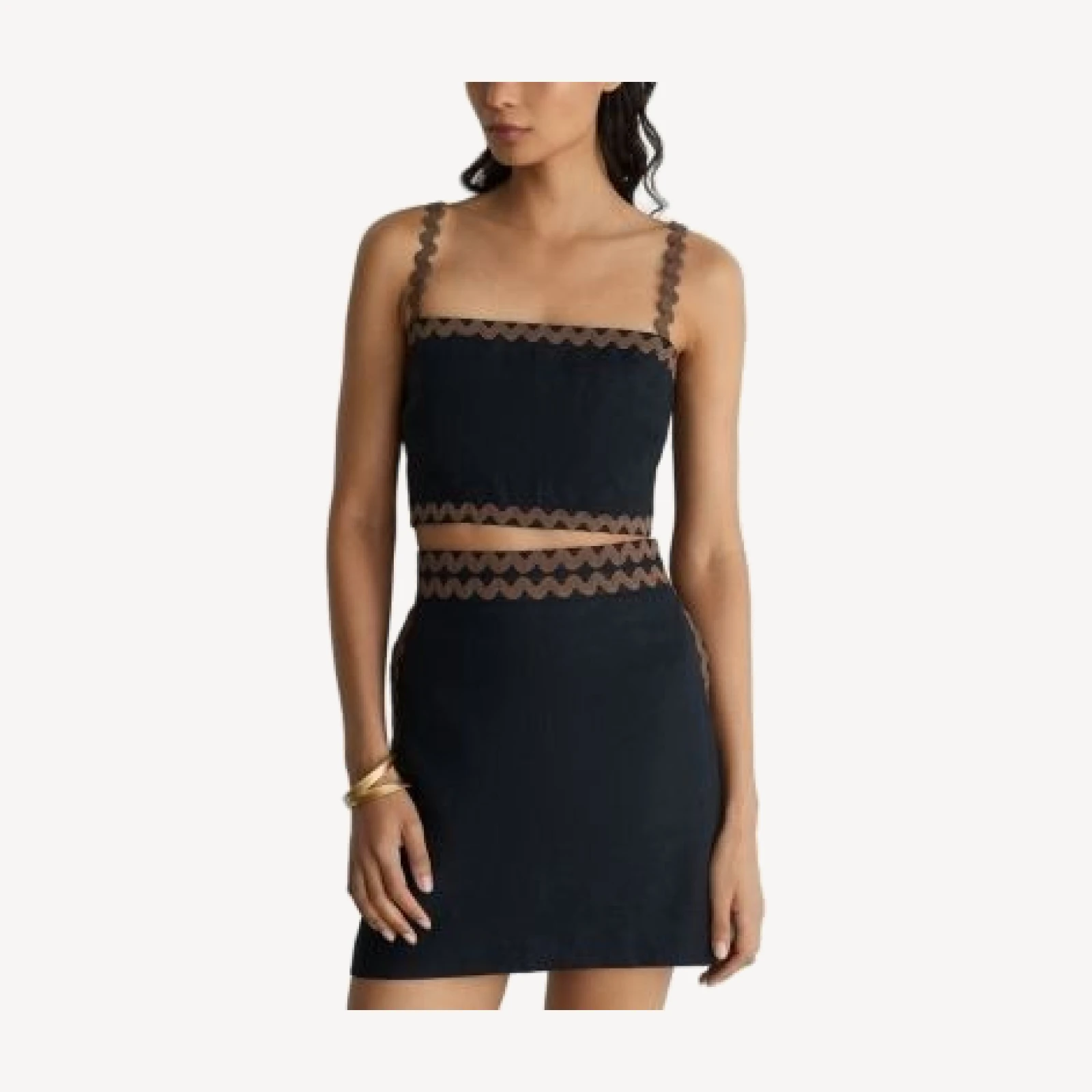 Reiss Mila Linen Wave Trim Mini Skirt