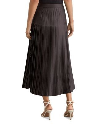 Reiss Petites Savannah Satin Pleated Midi Skirt