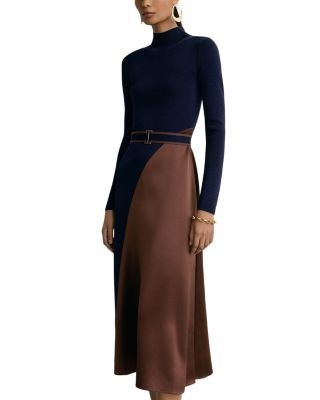 Reiss Mixed Media Midi Dress