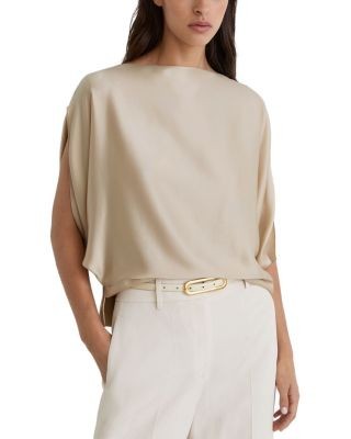 Reiss Silk Boat Neck Top