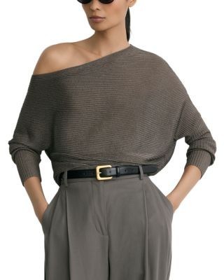 Reiss Logan Metallic Knit Asymmetric Neck Sweater