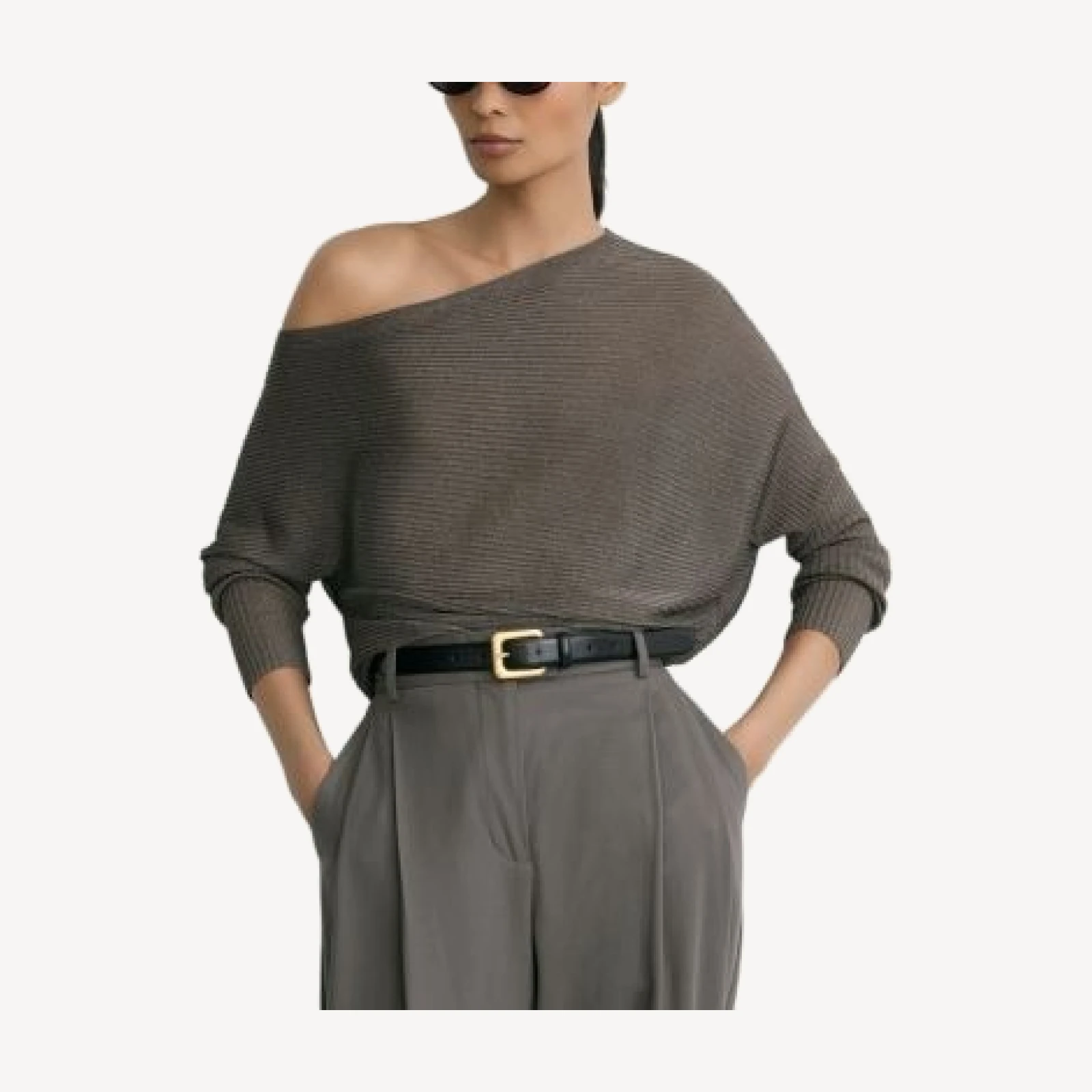 Reiss Logan Metallic Knit Asymmetric Neck Sweater