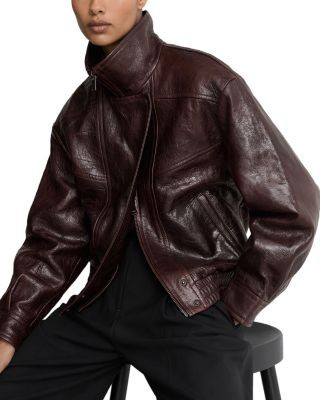Reiss Petra Leather Textured Jacket