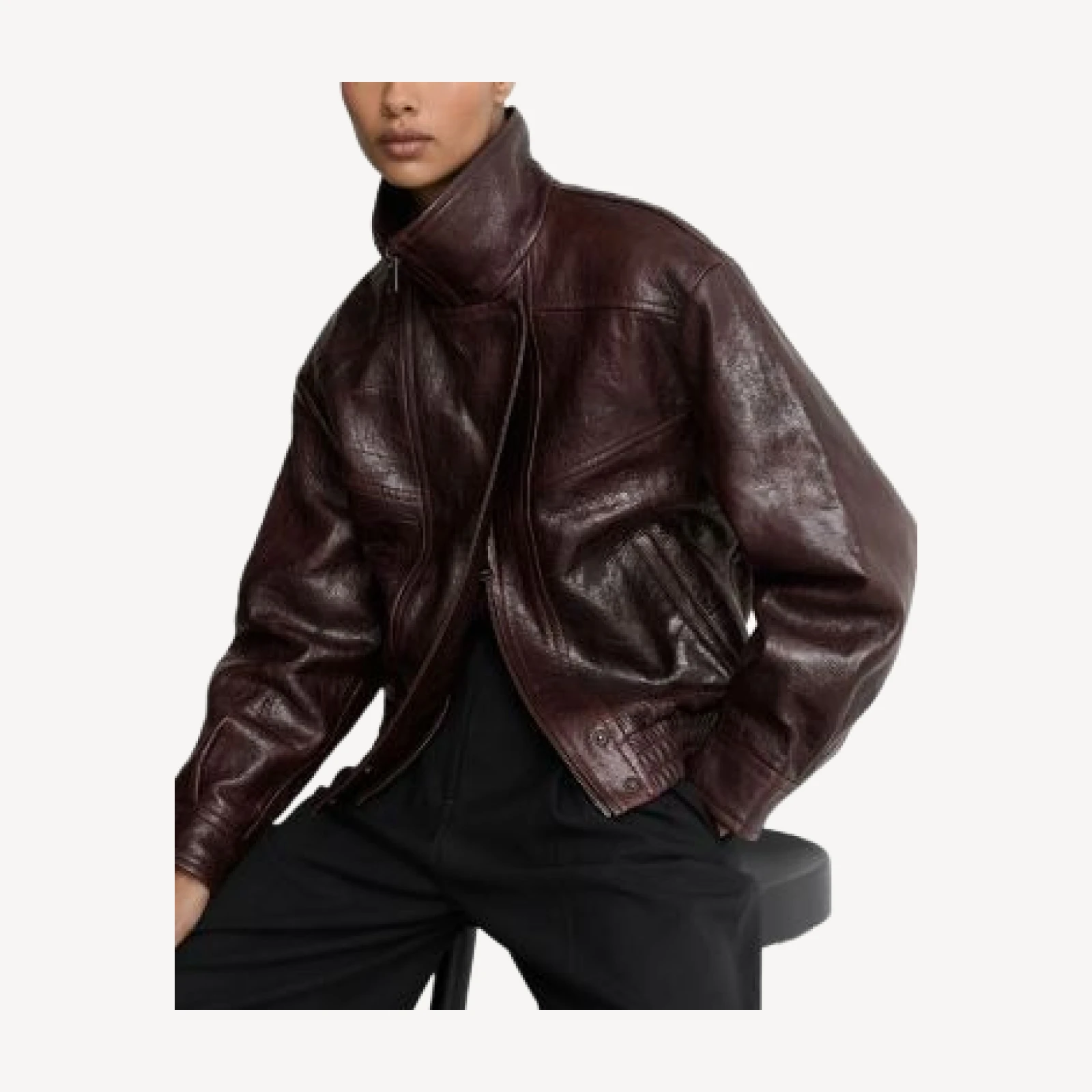 Reiss Petra Leather Textured Jacket