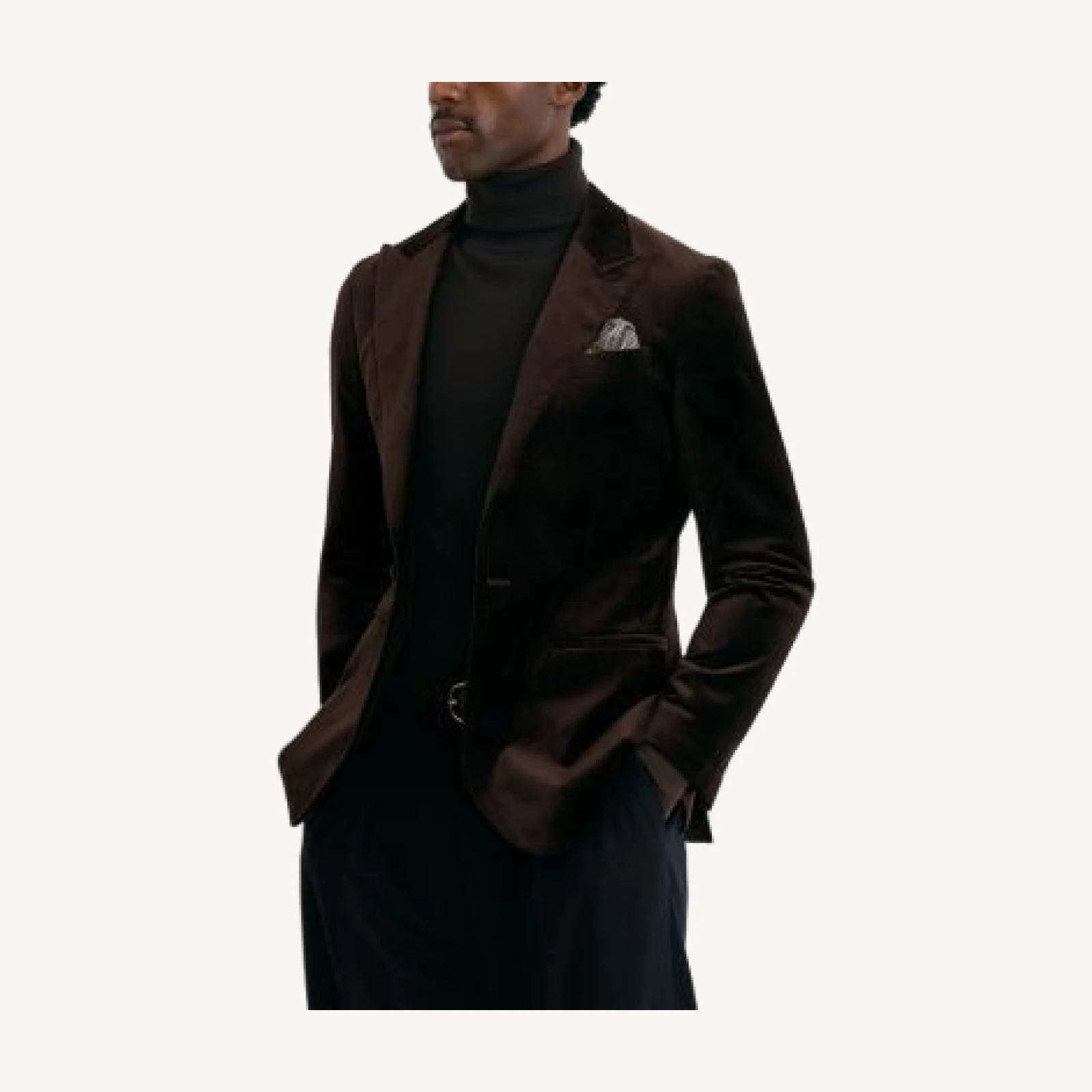 Reiss Apsara Cotton Blend Peak Lapel Velvet Blazer