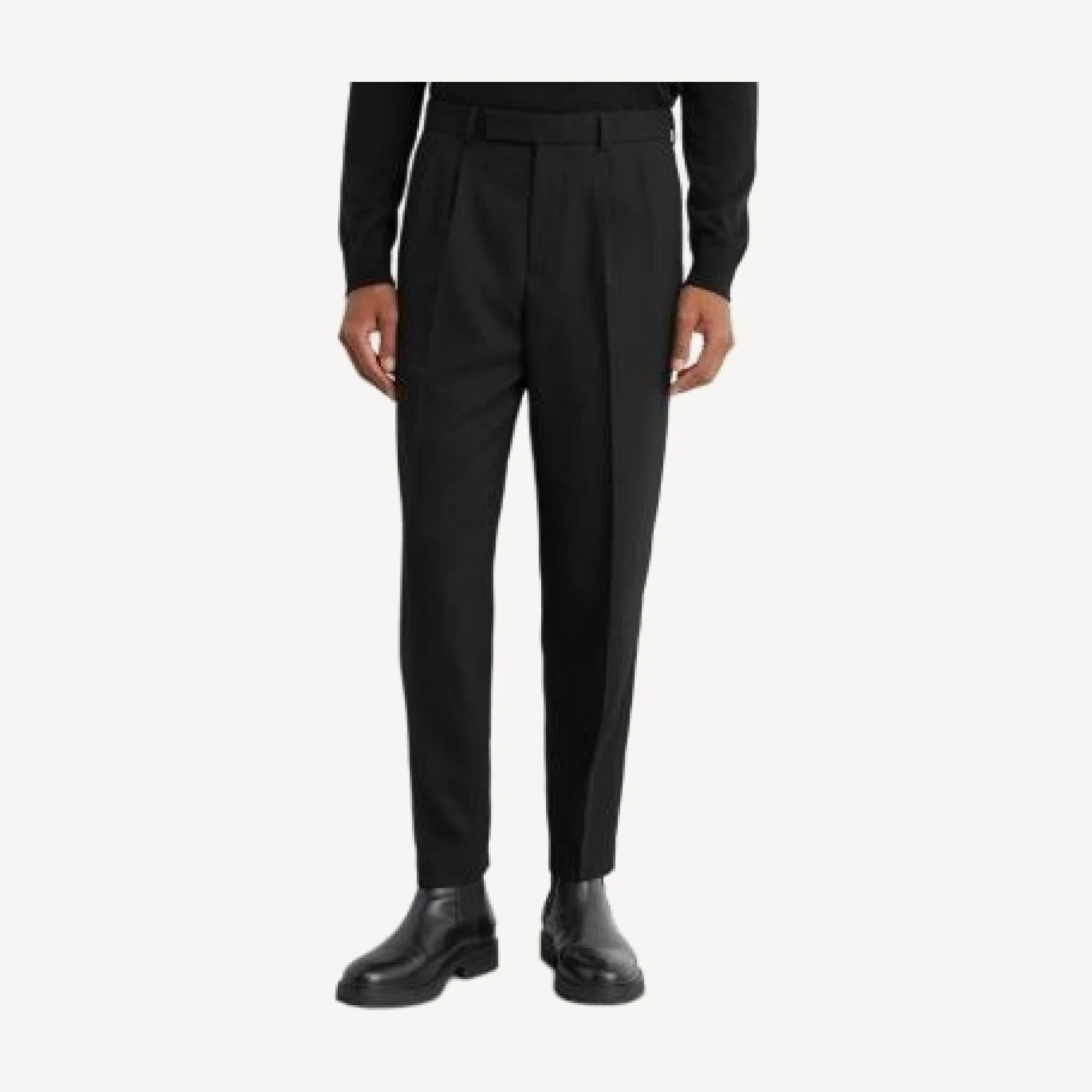 Reiss Strap Tapered Fit Belted Pleat Trousers