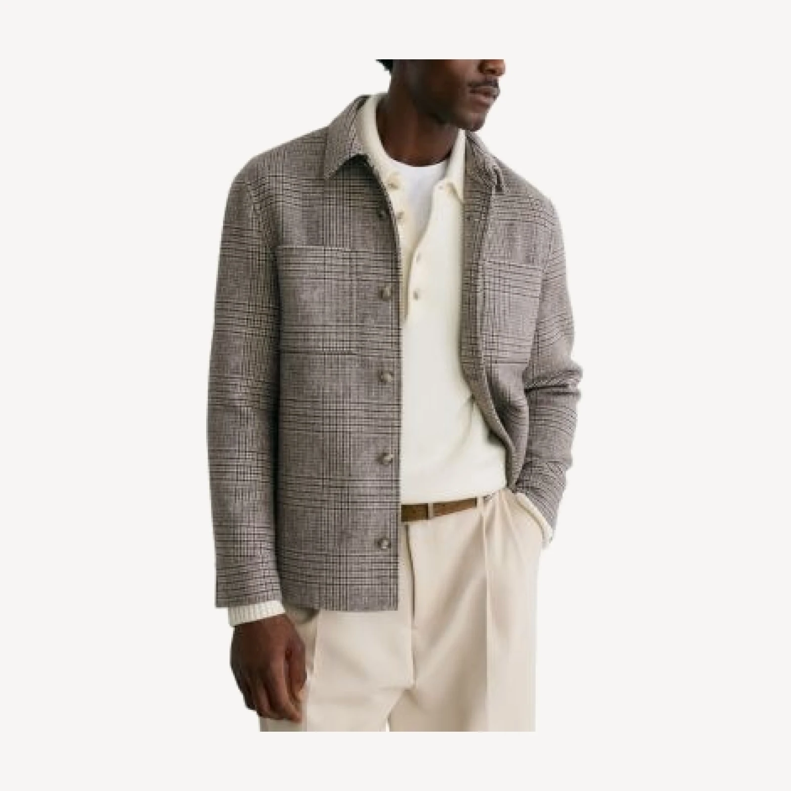 Reiss Gano Prince Of Wales Check Pocket Overshirt