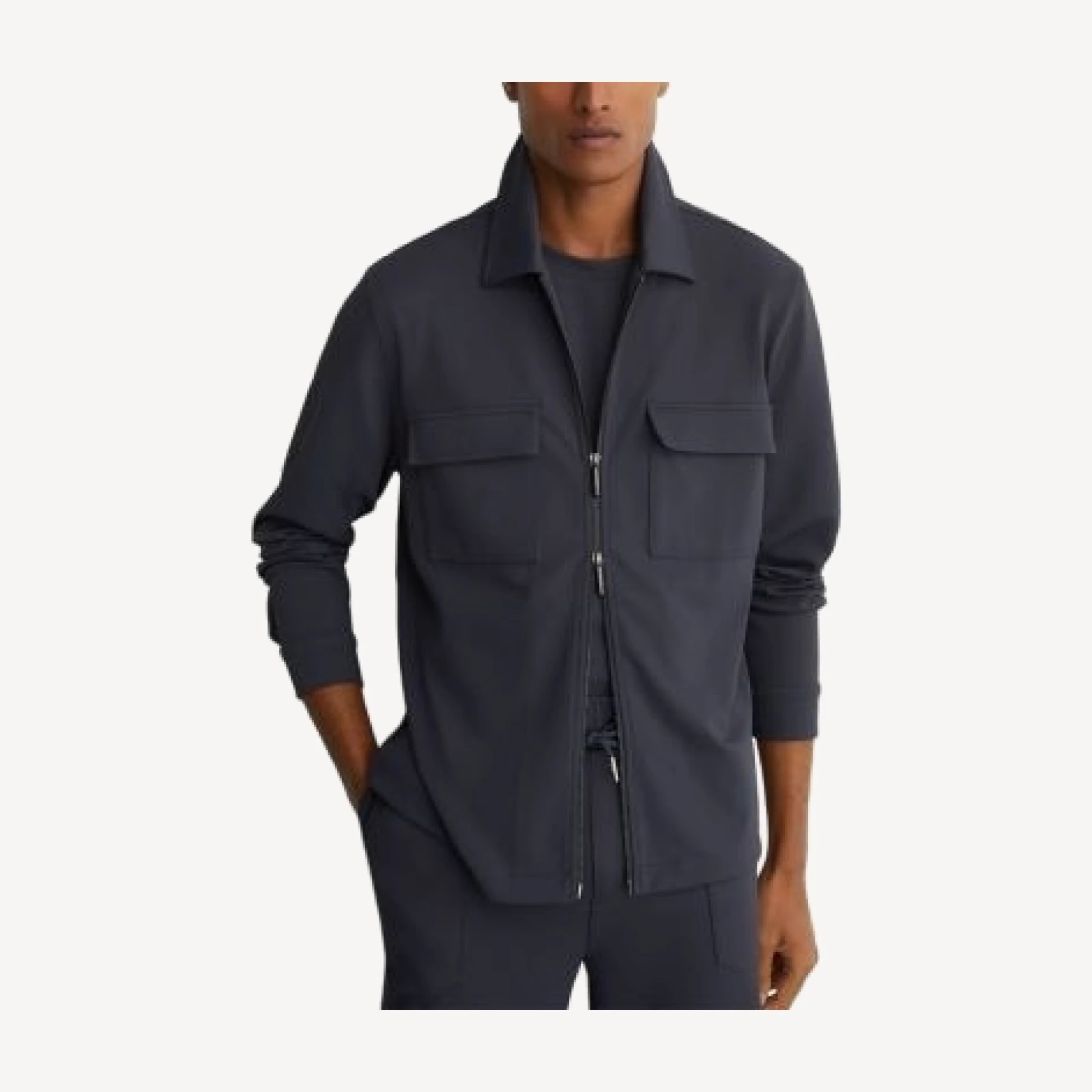 Reiss Glover Stretch Twill Zip Through Overshirt