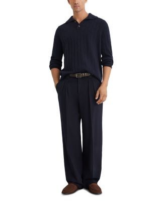 Reiss Littleton Wool Half Button Diagonal Stitch Sweater