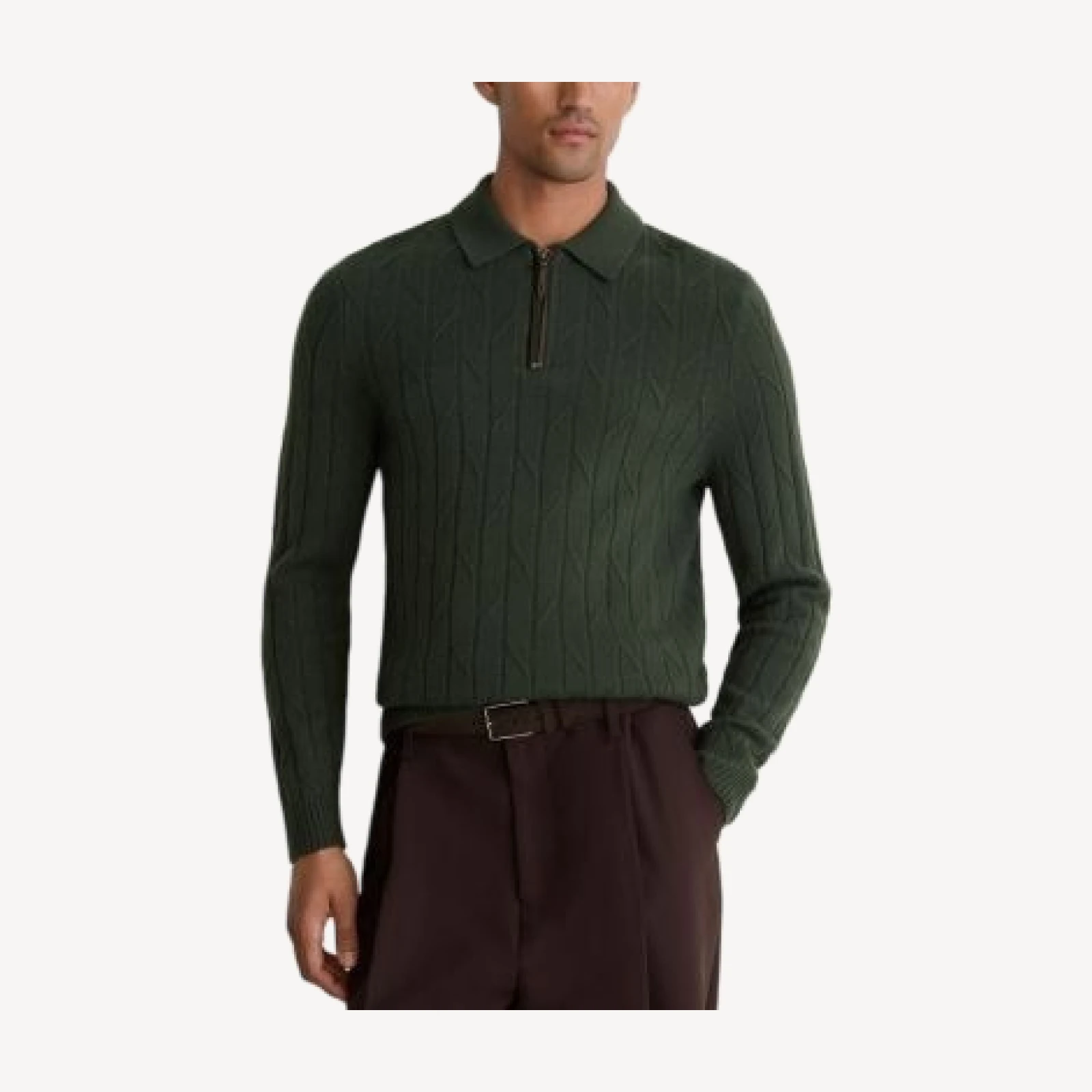 Reiss Bartstow Wool Half Zip Diagonal Stitch Sweater