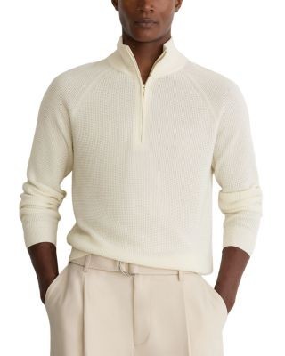 Reiss Tristan Half Zip Raglan Waffle Sweater