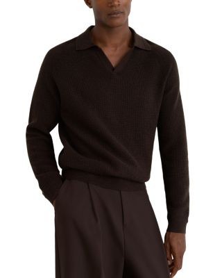 Reiss Spence Open Collar Textured Waffle Sweater