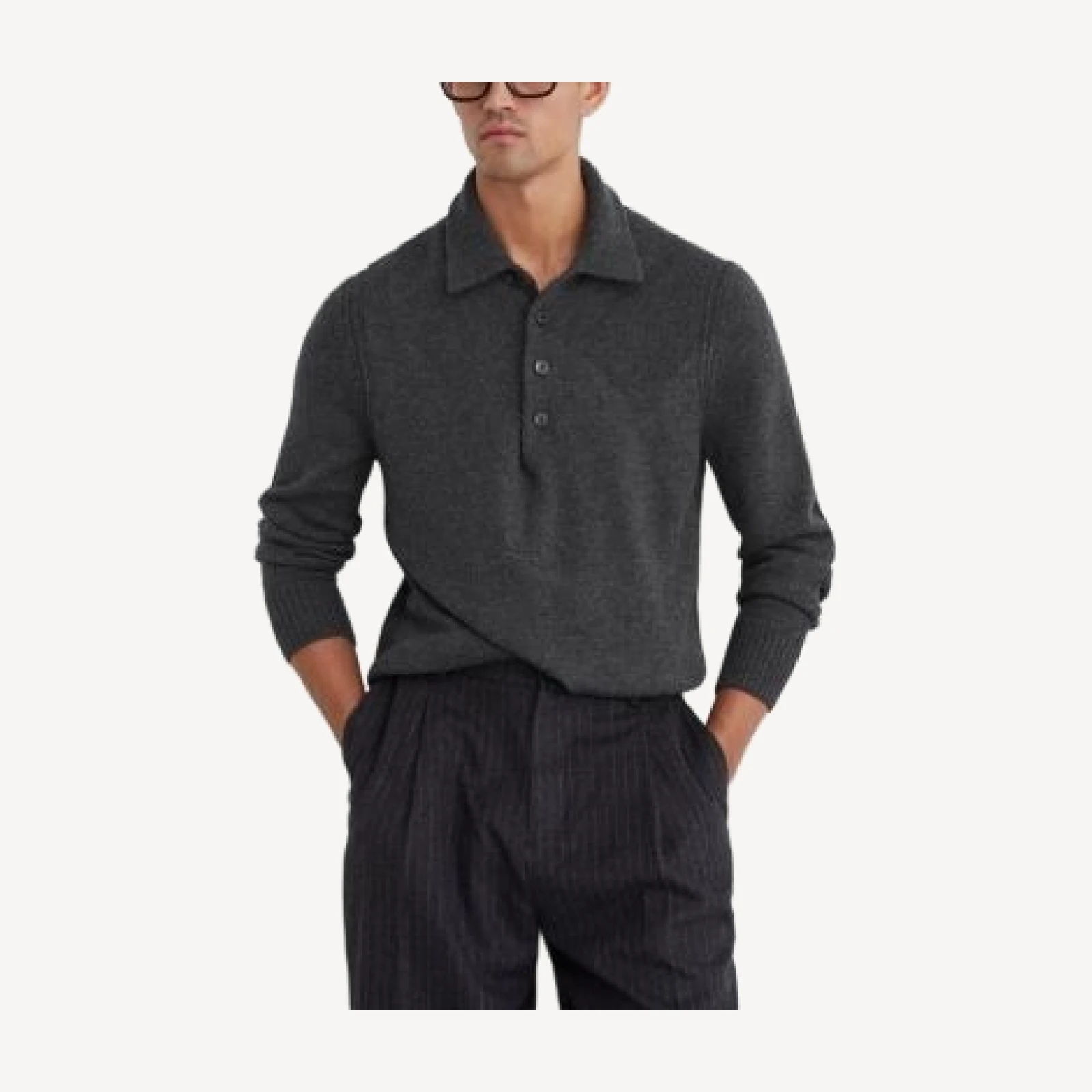 Reiss County Wool & Cashmere Half Button Polo Sweater