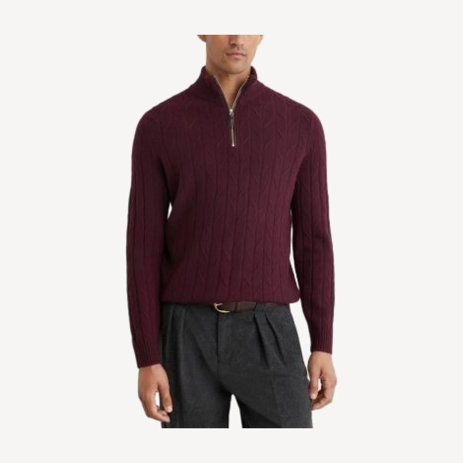 Reiss Douglas Wool Half Zip Diagonal Stitch Sweater