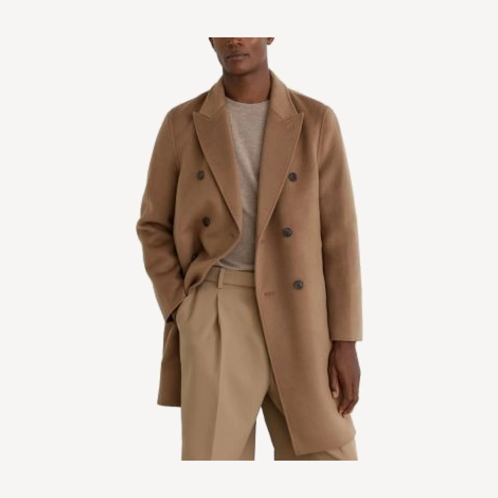 Reiss Dusk Wool Blend Double Breasted Overcoat