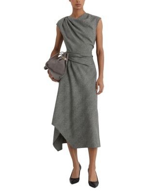 Reiss Petite Clara Asymmetric Draped Midi Dress