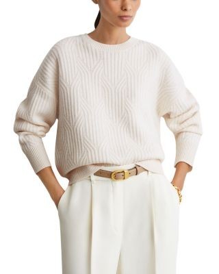 Reiss Leah Geometric Wool & Cashmere Crewneck Sweater