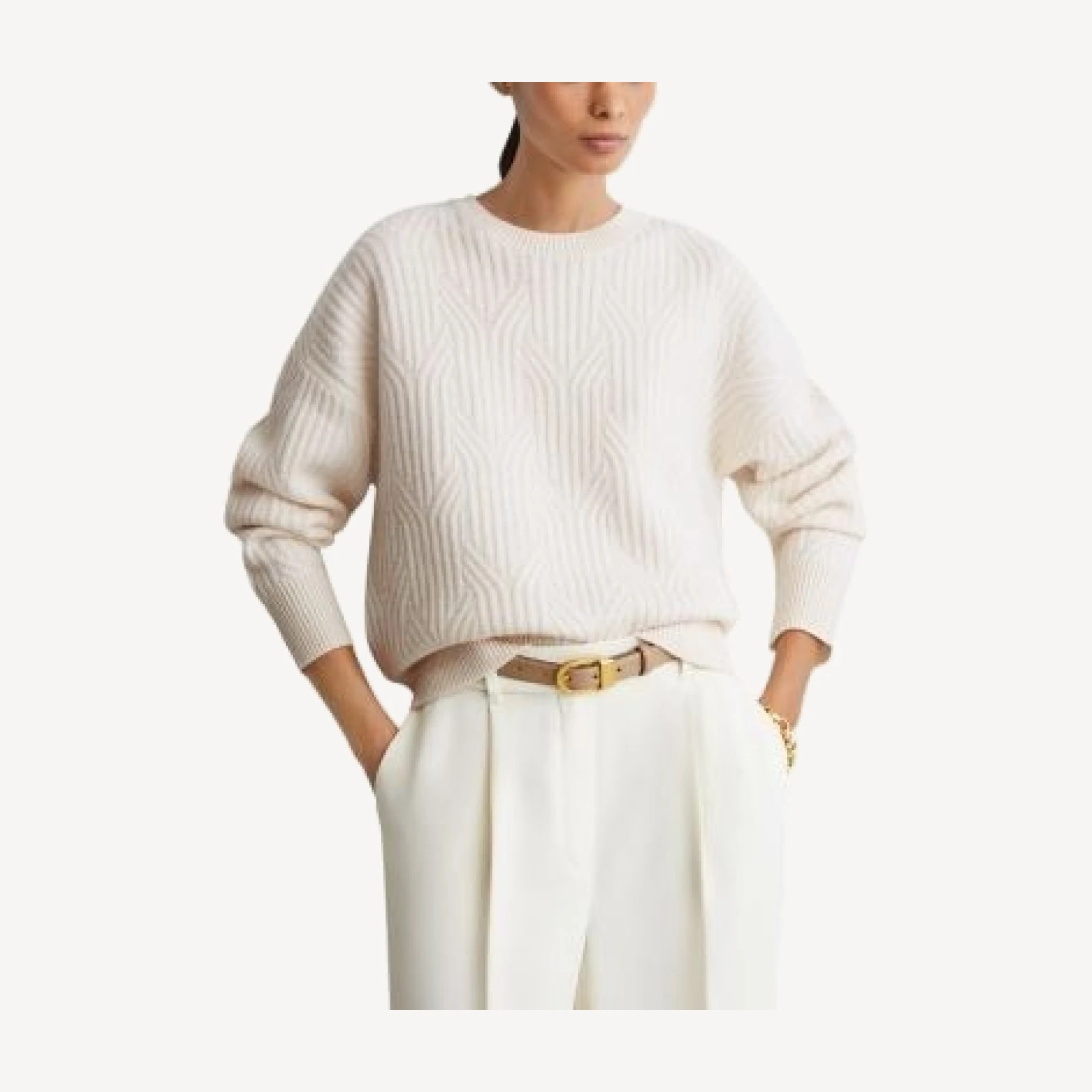 Reiss Leah Geometric Wool & Cashmere Crewneck Sweater