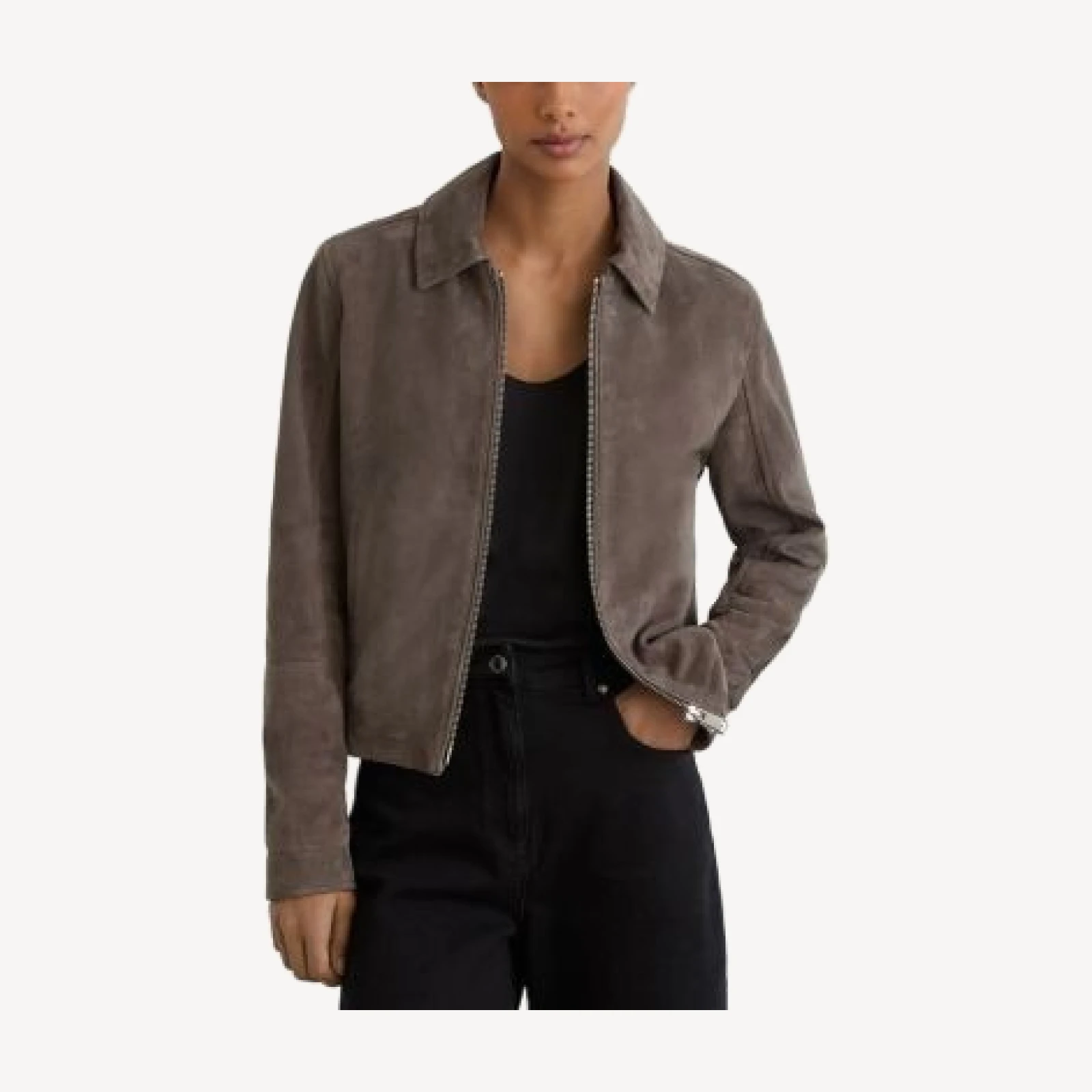Reiss Sorina Suede Zip Front Jacket