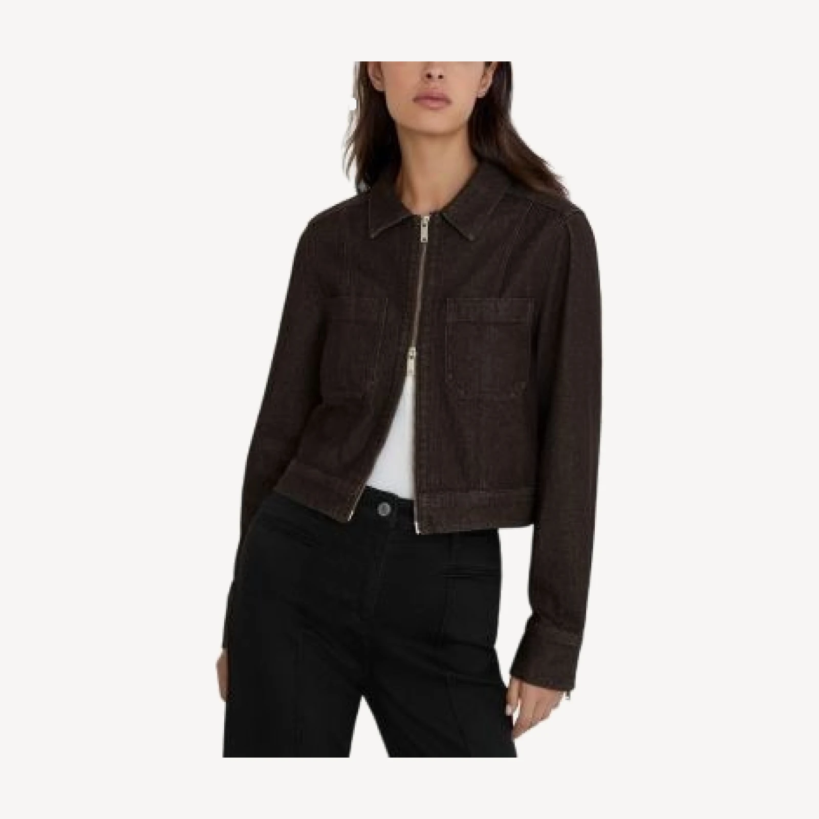 Reiss Lotta Cotton Cropped Denim Jacket