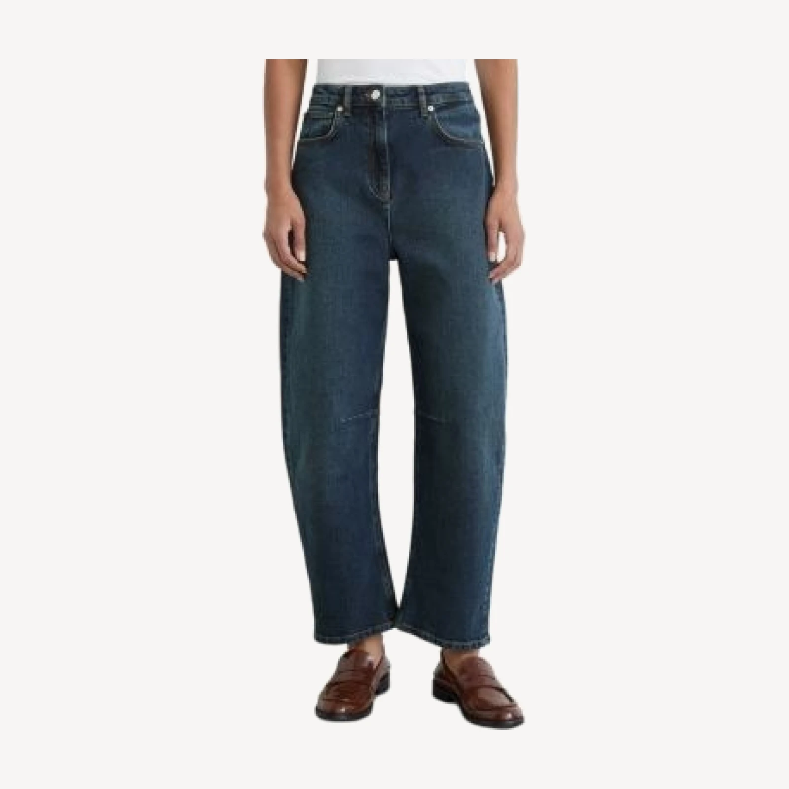 Reiss Levitt Cotton Stretch Mid Rise 32 Barrel Jeans in Antique Mid Blue
