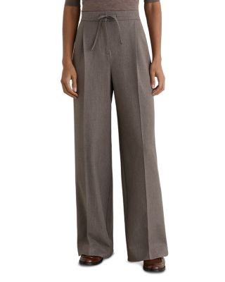 Reiss Petite Elowen Drawstring Waist Wide Leg Trousers