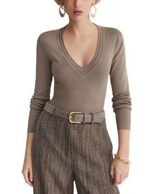 Reiss Evangeline V Neck Silk Blend Top