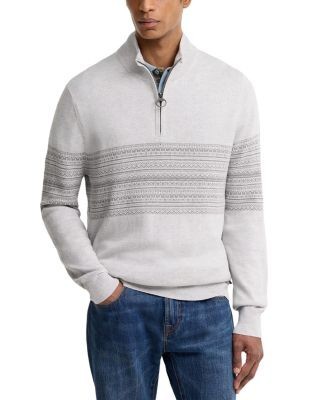 Barbour Millwood Cotton Blend Half Zip Stripe Sweater