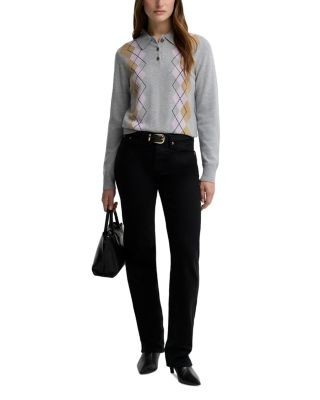 Barbour Fawne Wool Argyle Knit Sweater