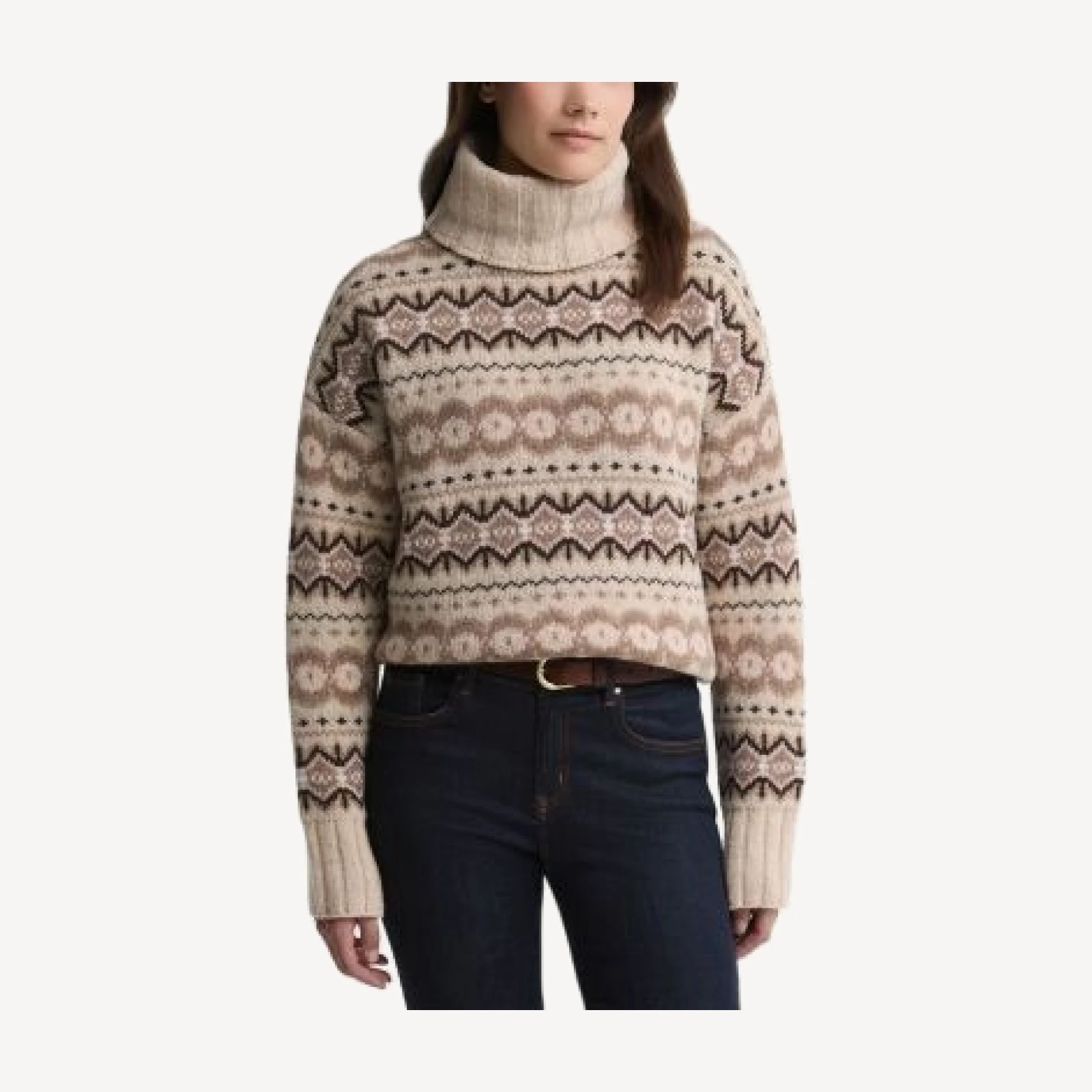 Barbour Helen Wool Blend Fair Isle Roll Neck Sweater
