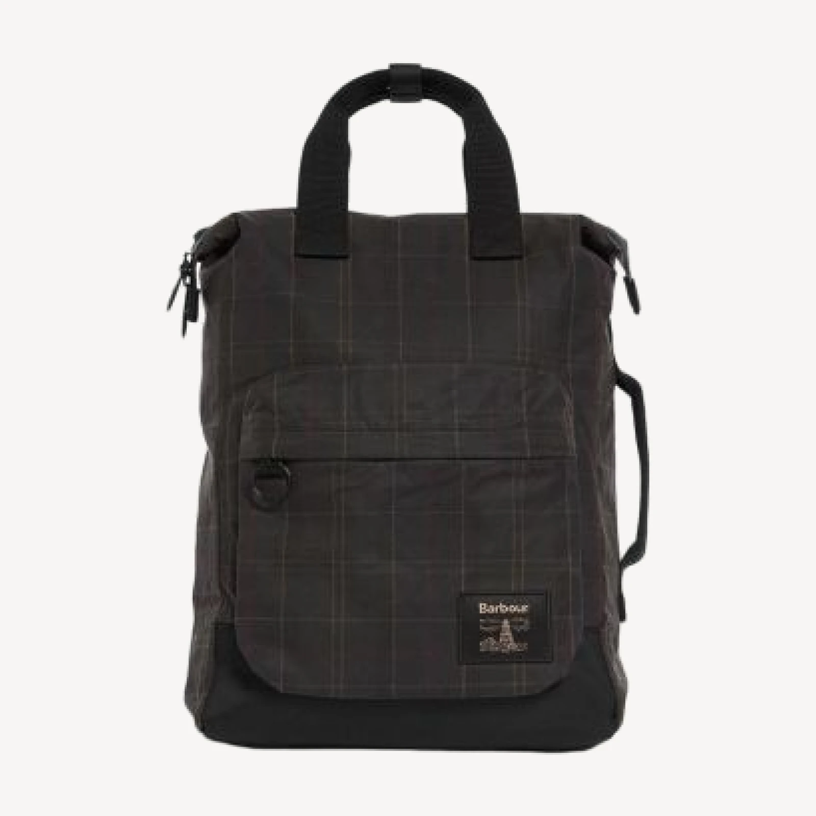 Barbour Field Tartan Waxed Cotton Backpack