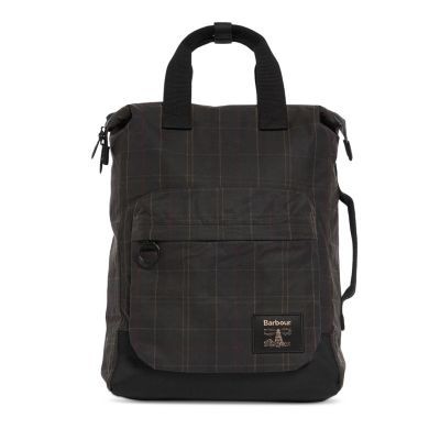 Barbour Field Tartan Waxed Cotton Backpack