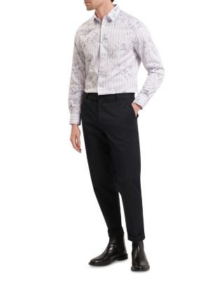 Ted Baker Cipher Long Sleeve Regular Fit Stripe Floral Print Shirt