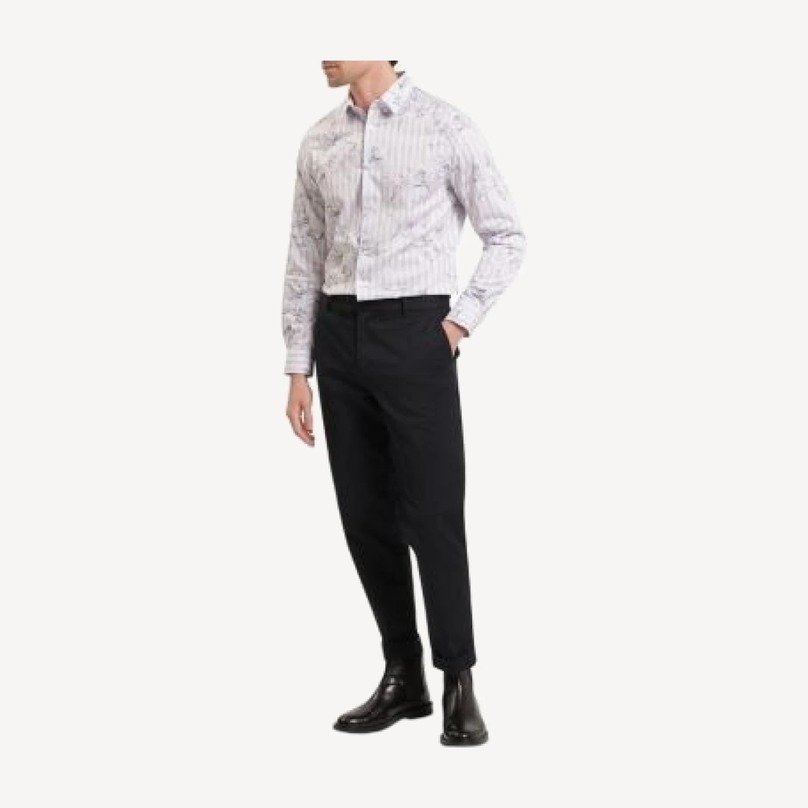 Ted Baker Cipher Long Sleeve Regular Fit Stripe Floral Print Shirt